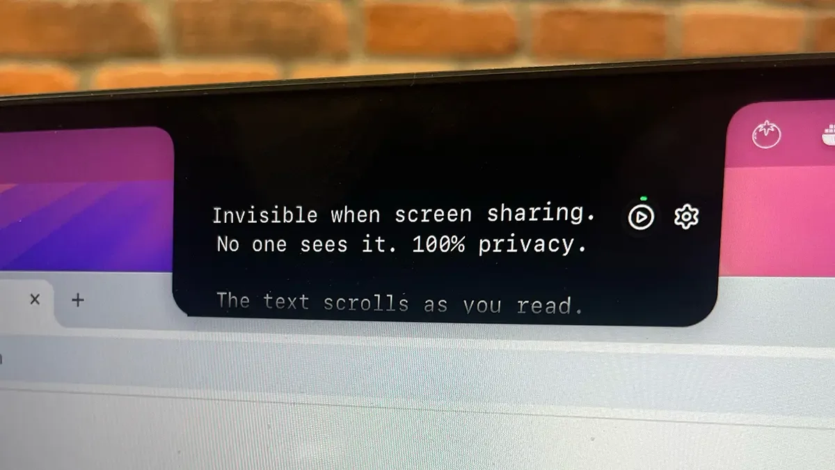 Lumi teleprompter overlay showing your script near the camera