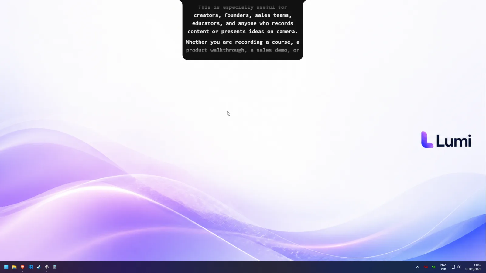 Lumi script overlay for founders, sales teams, and educators presenting on camera